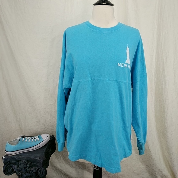 Spirit Tops - New York Empire State Building Spirit Long Sleeve Shirt Jersey Puff Print Small